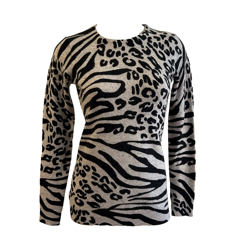 Charter Club  Women’s size XS 100% Cashmere Animal Print White Black